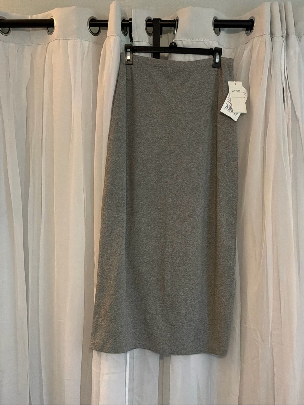 Willi Smith Heather Gray Knit Midi Skirt  NWT - Picture 2 of 6
